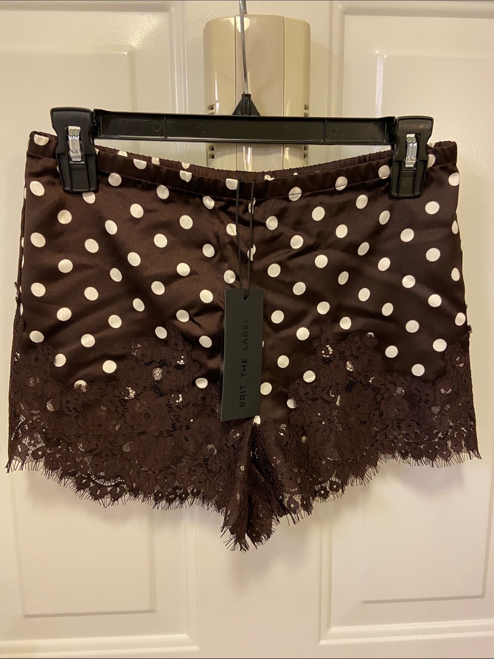 🤎Polka Dot Lace Trim Satin Shorts🤎